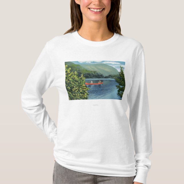 T-shirt Canoë-kayak de couples sur un lac (Devant)