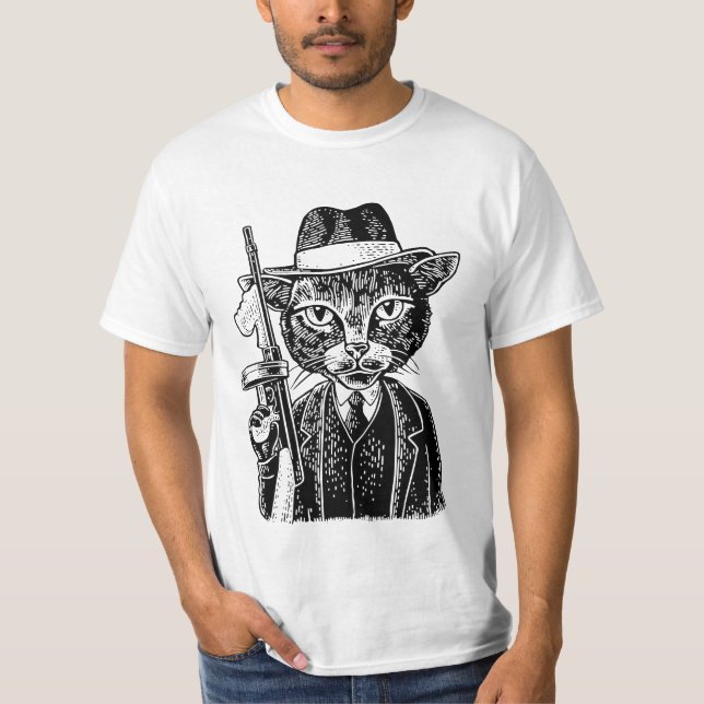 T-shirt Canon de chat Gangsta (Devant)