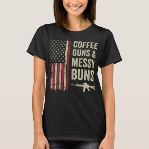 T-shirt Canons À Café Et Buns À Mal - USA Flag Womens Gun 