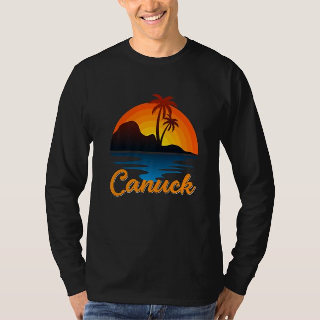 T-shirt Canuck Vancouver Palm Tree Island Sunset Canada (Devant)