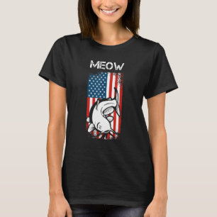 T-shirt Canular Poisson-chat Drapeau Américain Grunge Miao