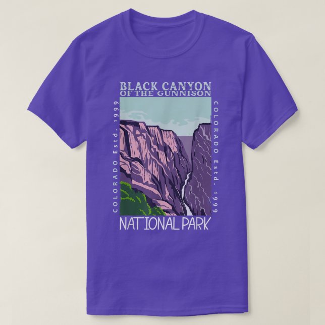 T-shirt Canyon Noir Du Parc National Gunnison Colorad (Design devant)