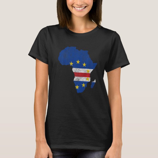 T-shirt Cap Vert Drapeau Afrique Continent Silhouette Cabo (Devant)