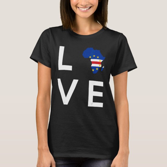 T-shirt Cap Vert Drapeau Aimer Afrique Continent pour Cabo (Devant)