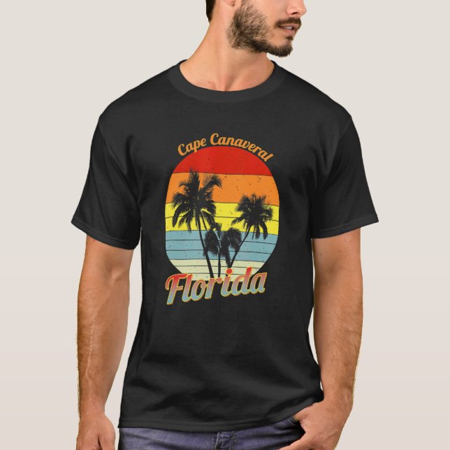 T-shirt Cape Canaveral Florida Retro Tropical Palm Trees V (Devant)