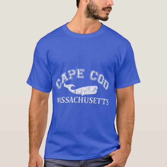 T-shirt Cape Cod Massachusetts Baleine Silhouette Vintage  (Devant)