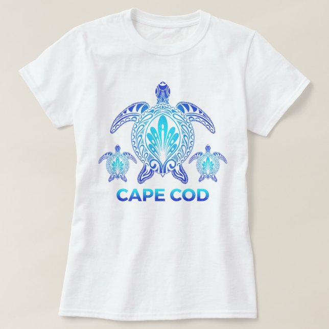 T-shirt Cape Cod Massachusetts MA Blue Sea Turtle Souvenir (Design devant)