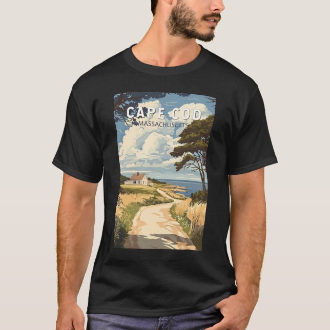 T-shirt Cape Cod Massachusetts Voyage Art Vintage (Devant)