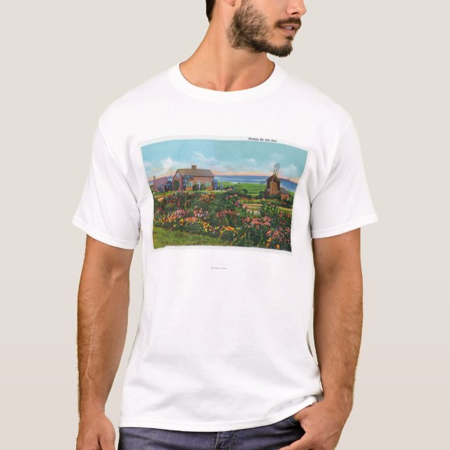 T-shirt Cape Cod, MassachusettsView des maisons par (Devant)