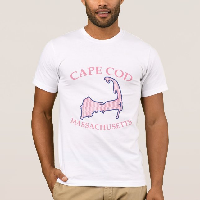 T-shirt Cape Cod Silhouette Preppy Pink Striped Homme (Devant)