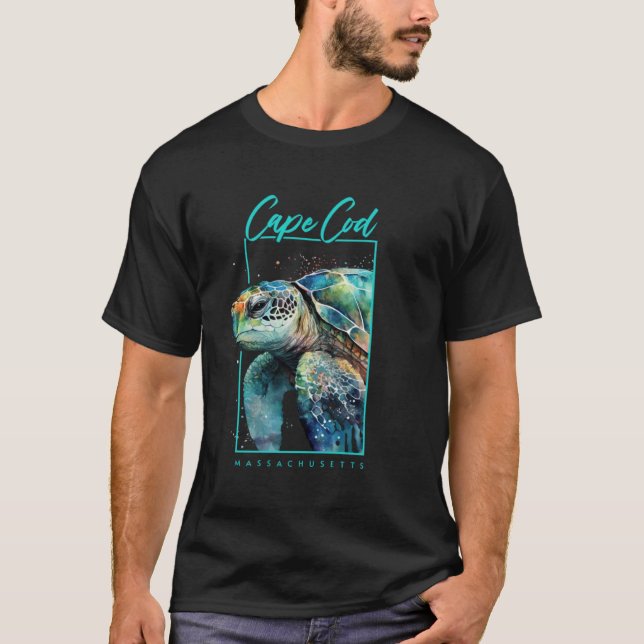 T-shirt Cape Cod Souvenir Massachusetts Sea Turtle Portrai (Devant)