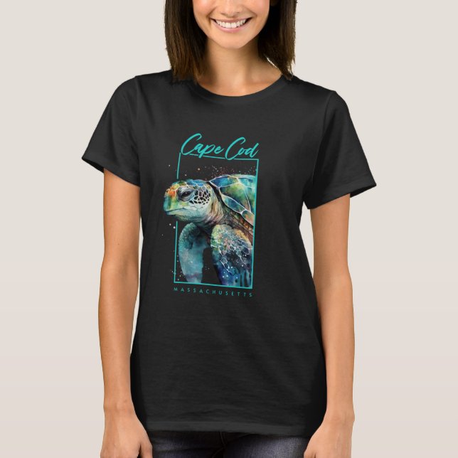 T-shirt Cape Cod Souvenir Massachusetts Sea Turtle Portrai (Devant)