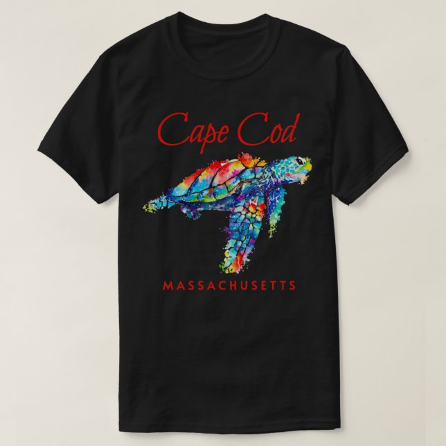 T-shirt Cape Code Massachusetts Aquarelle Tortue de mer (Design devant)