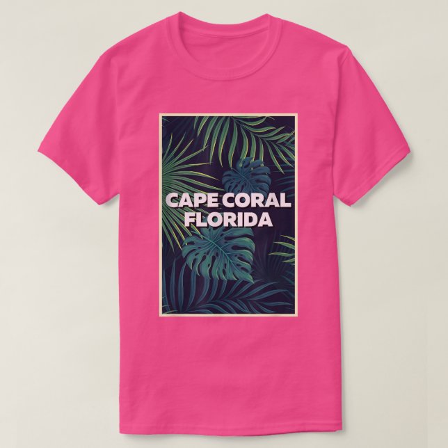 T-shirt Cape Coral Floride Plages Palm Feuille Summer Art  (Design devant)