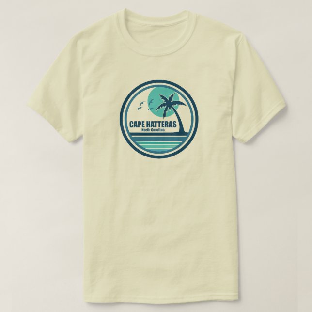 T-shirt Cape Hatteras Caroline du Nord Palm Tree Birds (Design devant)