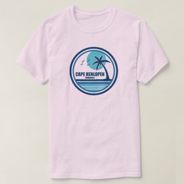 T-shirt Cape Henlopen Delaware Palm Tree Birds (Design devant)