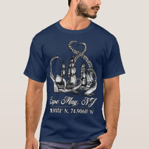 T-shirt Cape May NJ Coordonnées Nautiques Bateau Avec Octo