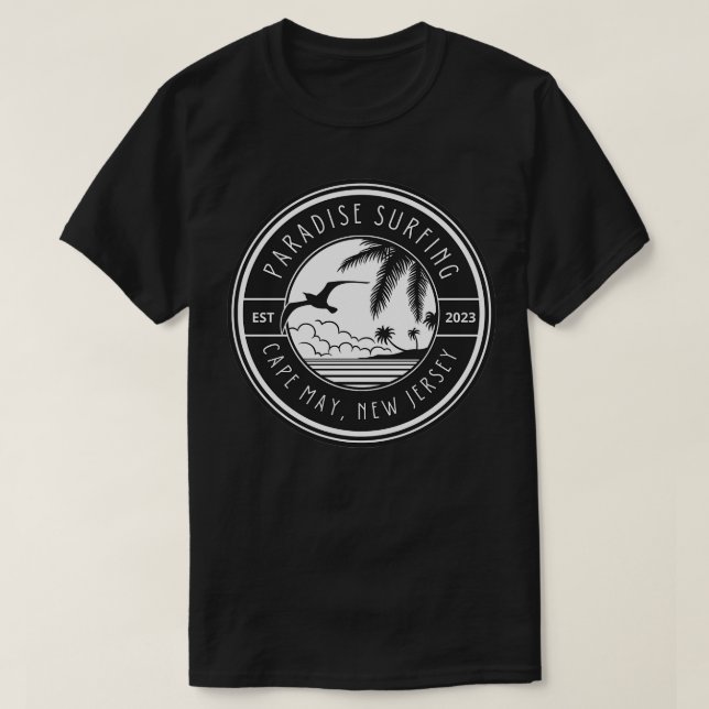 T-shirt Cape May NJ Surfing Design (Design devant)
