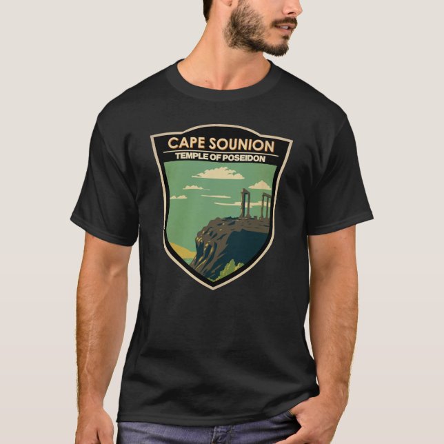 T-shirt Cape Sounion Grèce Travel Art Vintage (Devant)