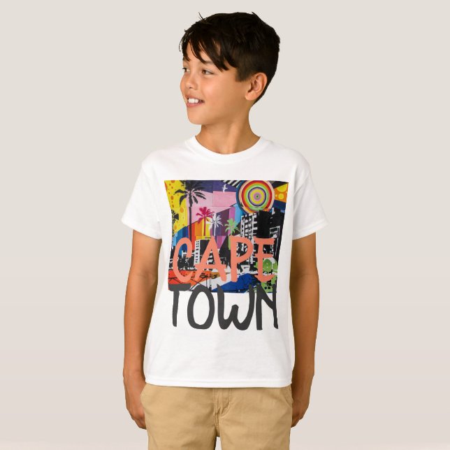 T-shirt Cape Town Afrique du Sud Graffiti chemise, Boy's 2 (Devant entier)