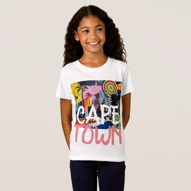 T-Shirt Cape Town Afrique du Sud Graffiti chemise, fille (Devant entier)