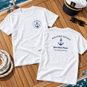 T-shirt Capitaine bleu marine nautique personnalisé et nom