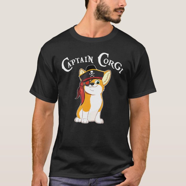 T-shirt Capitaine Corgi Chien Pirate Corgi (Devant)