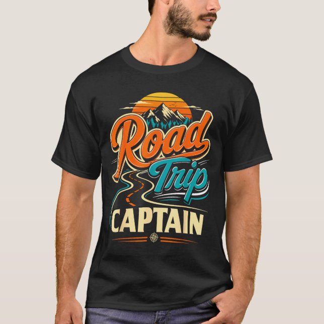 T-shirt capitaine d'aventure de voyage rétro  (Devant)