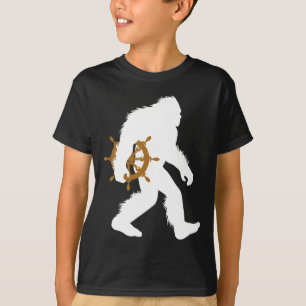 T-shirt Capitaine de bateau Bigfoot Sasquatch tenant la ro