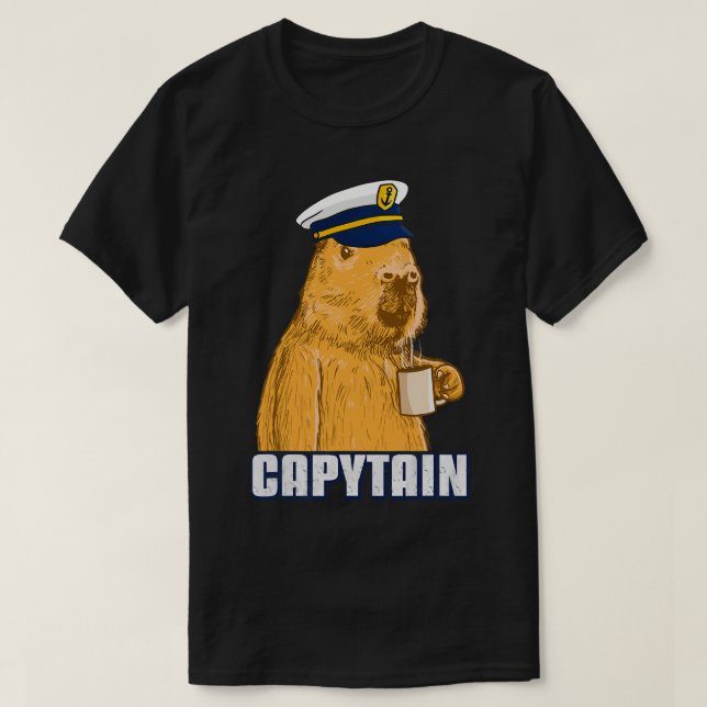 T-shirt Capitaine de bateau Mens Capybara (Design devant)