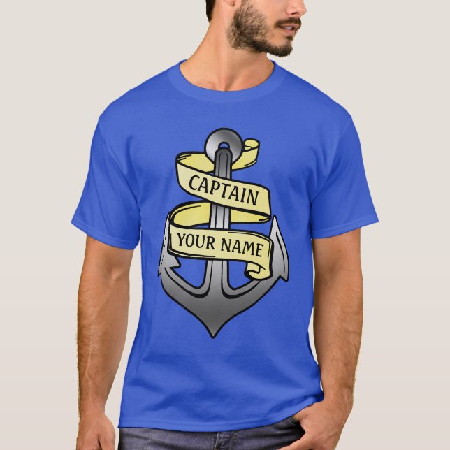 T-shirt Capitaine de bateau personnalisable votre Ancre (Devant)