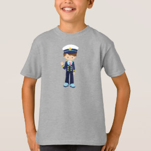 T-shirt Capitaine de bateau, Skipper, mignonne garçon, che