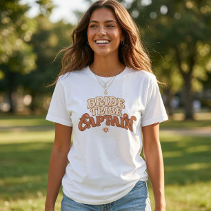 T-shirt Capitaine de la Tribu de la Mariée Rétro Enterre