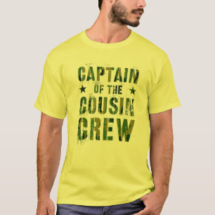 T-shirt CAPITAINE DE L'ÉQUIPAGE DE COUSIN Camo Amusant Gra