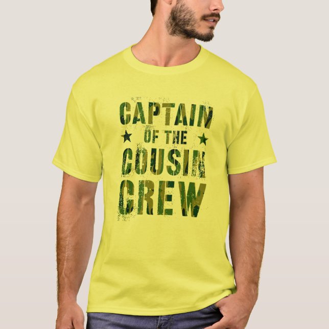 T-shirt CAPITAINE DE L'ÉQUIPAGE DE COUSIN Camo Amusant Gra (Devant)