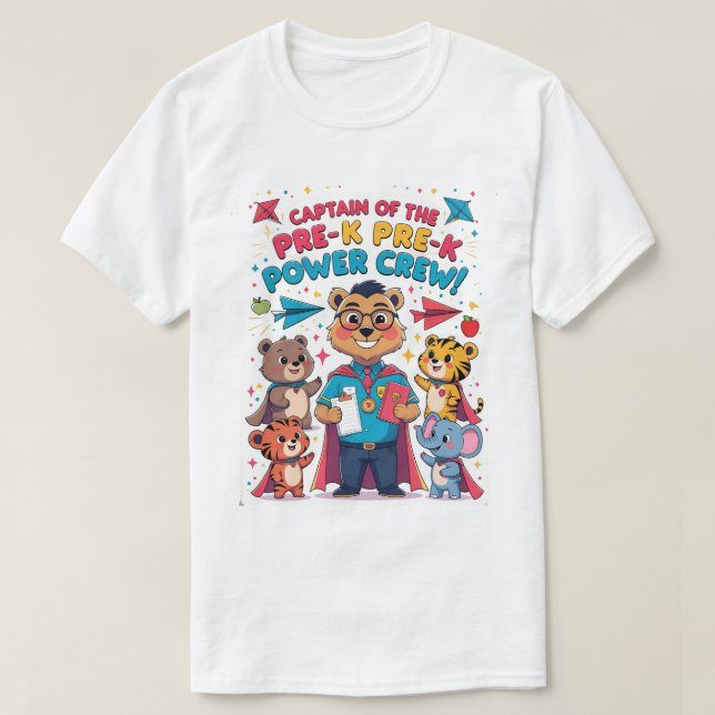 T-shirt Capitaine de l'équipe de pouvoir de pré-maternelle (Design devant)