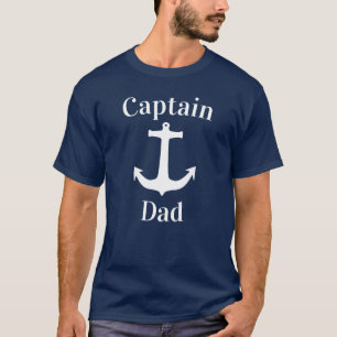 T-shirt Capitaine de marine bleu marine avec Ancre blanche