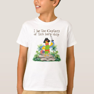 T-shirt Capitaine du bateau, perroquet habillé comme