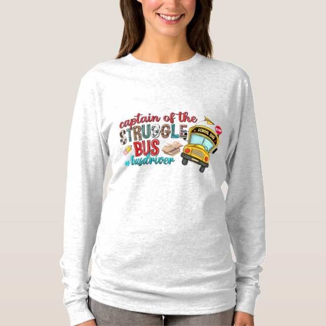 T-shirt Capitaine du Bus de la Lutte Manches Longues (Devant)