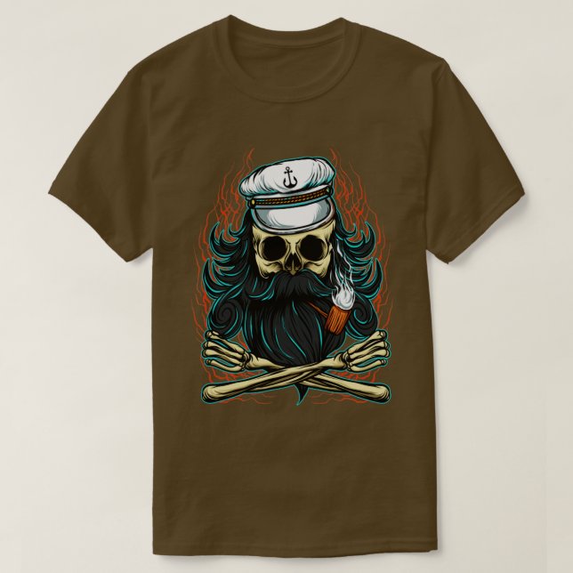 T-shirt Capitaine du pirate crânien (Design devant)