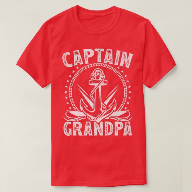 T-shirt Capitaine Grandpa Pontoon Bateau Lac Voilier Pêche (Design devant)