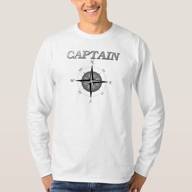 T-shirt Capitaine gris avec Rose Compass (Devant)