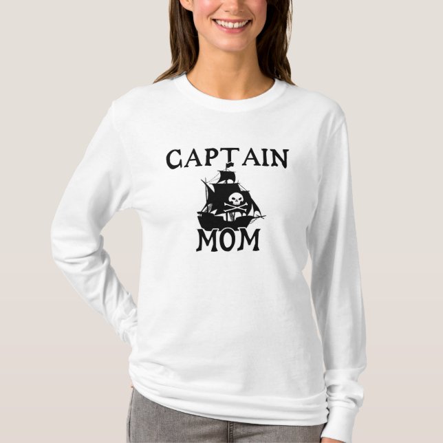 T-shirt Capitaine Maman Dames Longue Manche (Montée) (Devant)