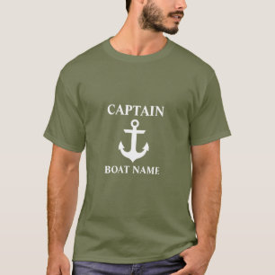 T-shirt Capitaine nautique Green Boat Name Ancre