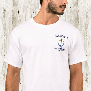 T-shirt Capitaine, nom du bateau et Ancre du port d'attach
