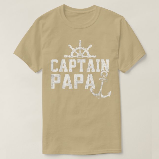 T-shirt Capitaine Papa Pontoon Bateau Pêche Lac Voile  (Design devant)