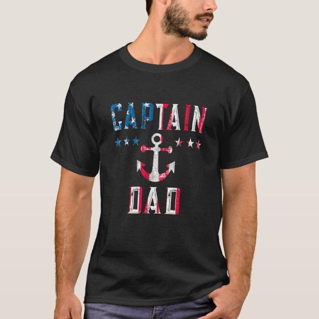 T-shirt Capitaine patriotique Papa Américain Drapeau Propr (Devant)