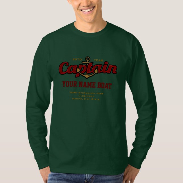 T-shirt Capitaine personnalisé Name Boat Year et plus (Devant)