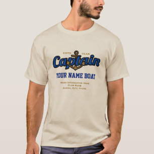 T-shirt Capitaine personnalisé Name Boat Year et plus