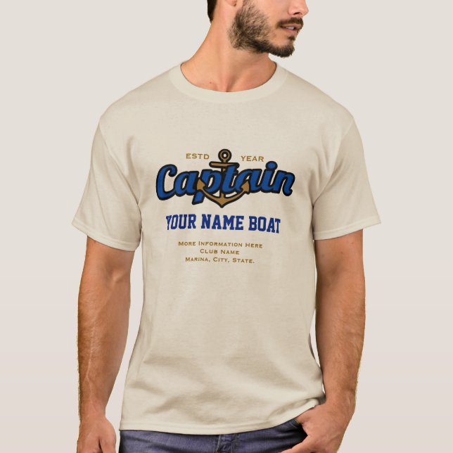 T-shirt Capitaine personnalisé Name Boat Year et plus (Devant)